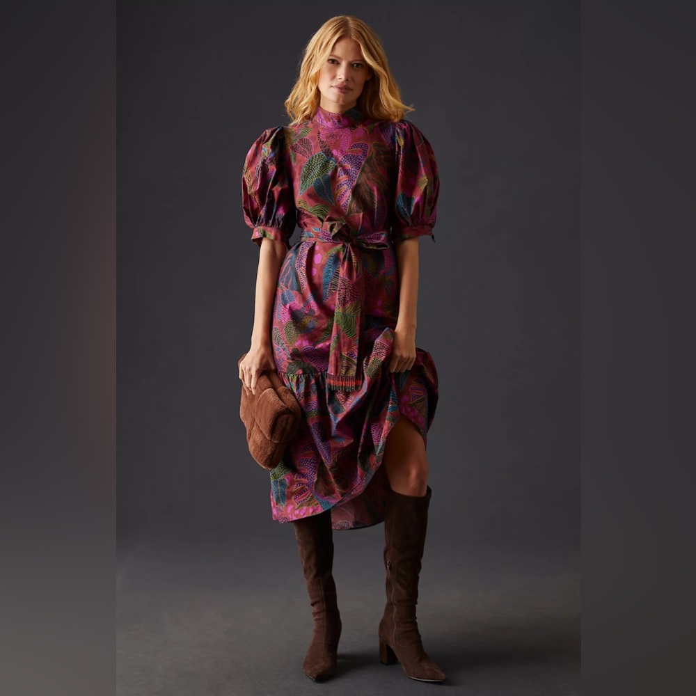 Anthropologie farm rio puff sleeve dress NWOT size S